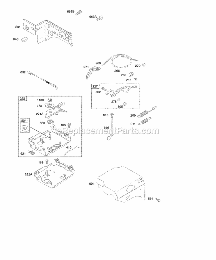 Controls Governor Spring Diagram and Parts List for 203437-0041-E1  Briggs and Stratton Engine